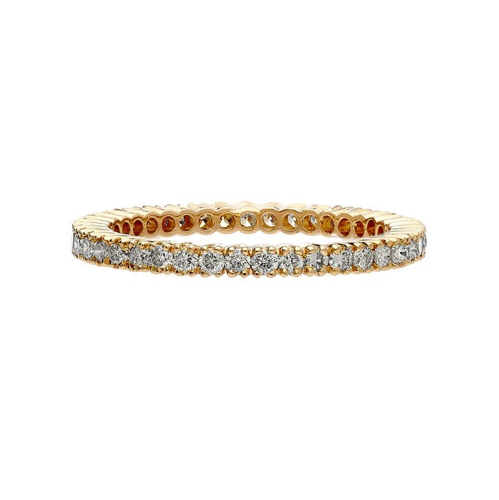 18K Yellow Gold Round Diamond Wedding Band - Size 6.5