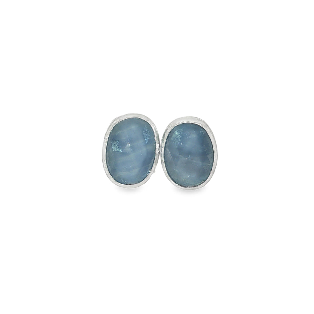 One Of A Kind Oval Rose Cut Sapphire Stud Earrings