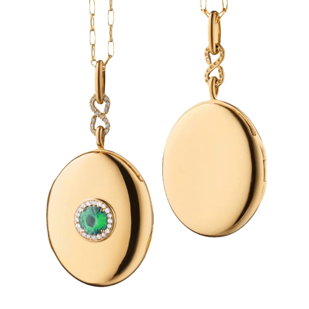 Emerald Infinity Locket On A 30" Chain