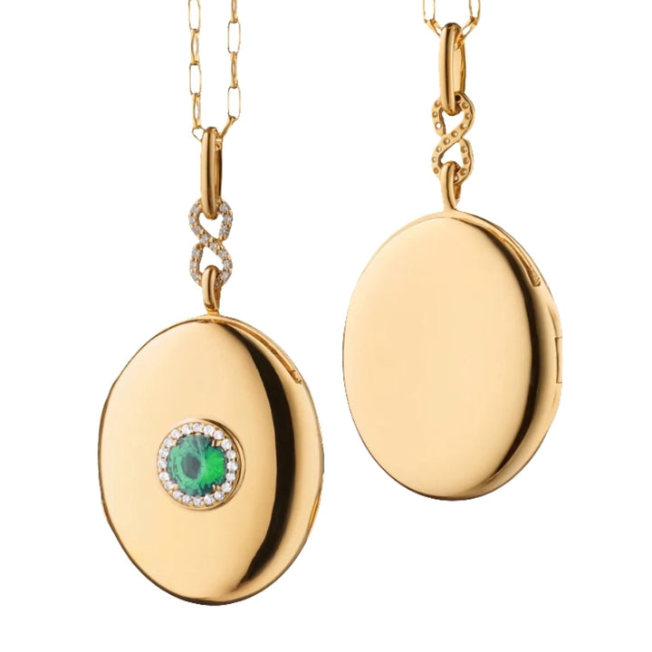 Emerald Infinity Locket On A 30" Chain