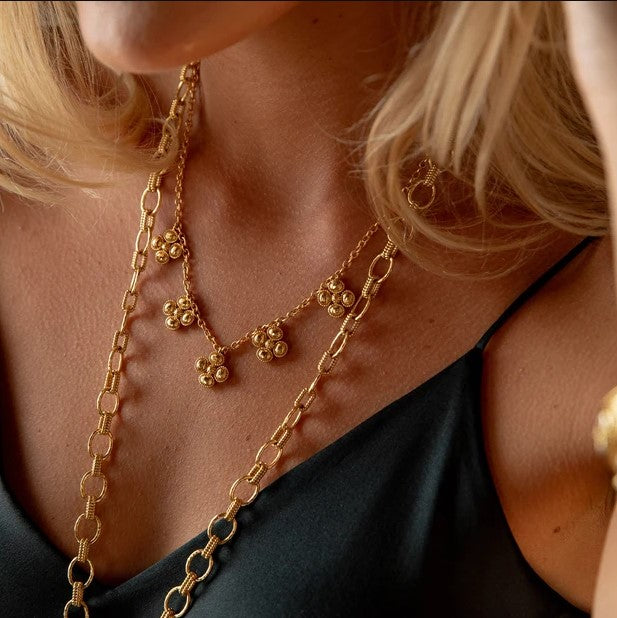 Berry Clover Multi Station Necklace - 16"