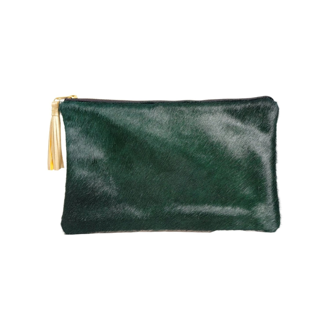 Emerald Cowhide Clutch