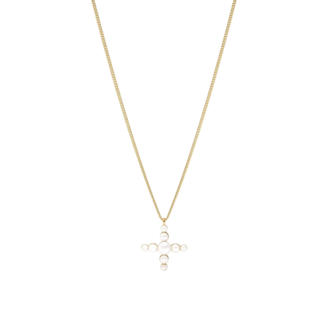 Gumdrop Cross Necklace In Pearl
