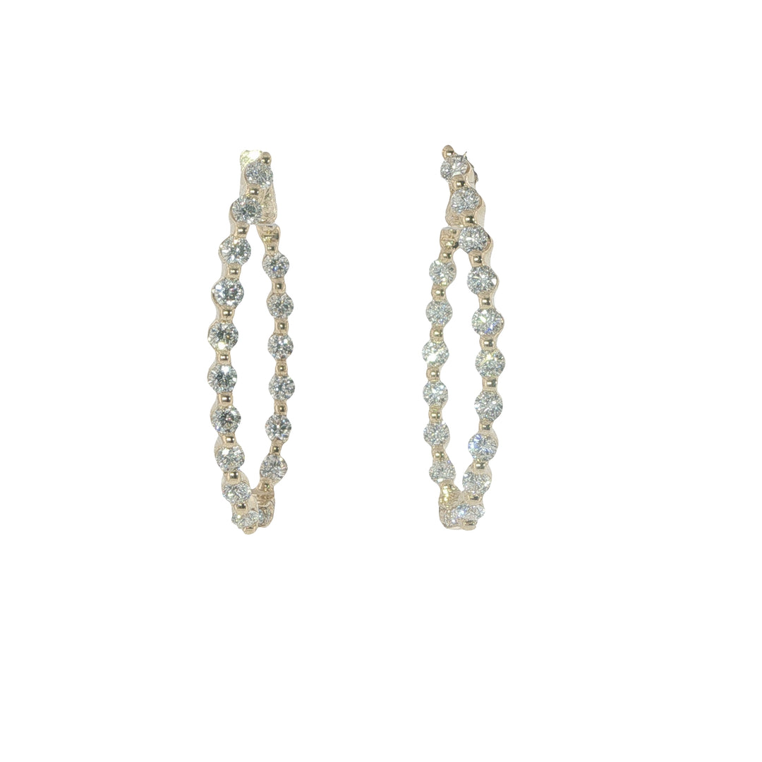 18K Yellow Gold And Diamond Hoops Weighing 1.69cts