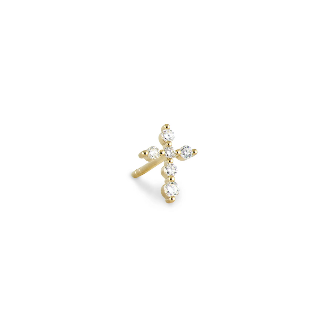 Tiny Diamond Cross Stud - Single