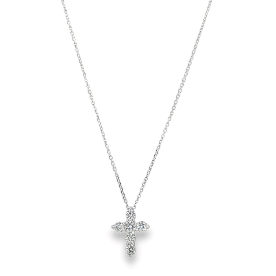 14K White Gold Diamond Cross Pendant Weighing 0.43cts