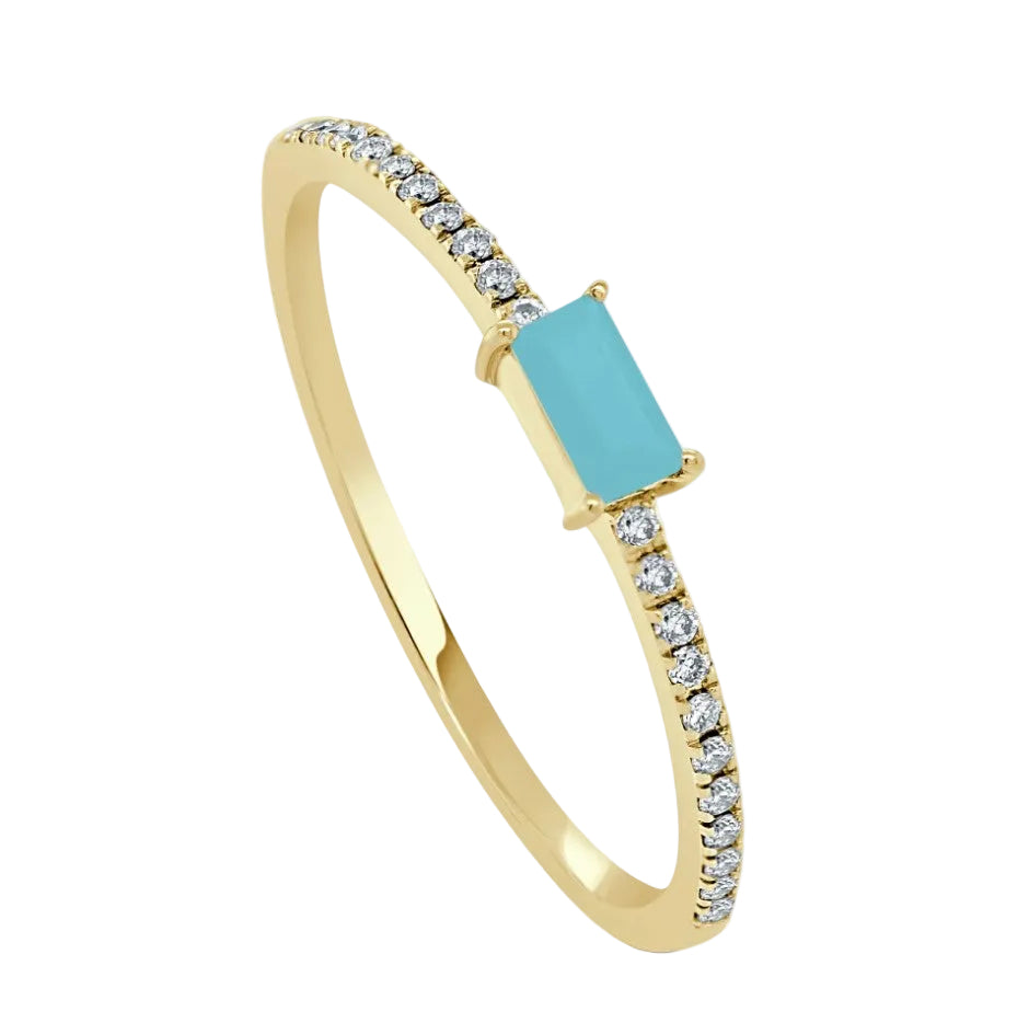 Turquoise and Diamond Birthstone Ring