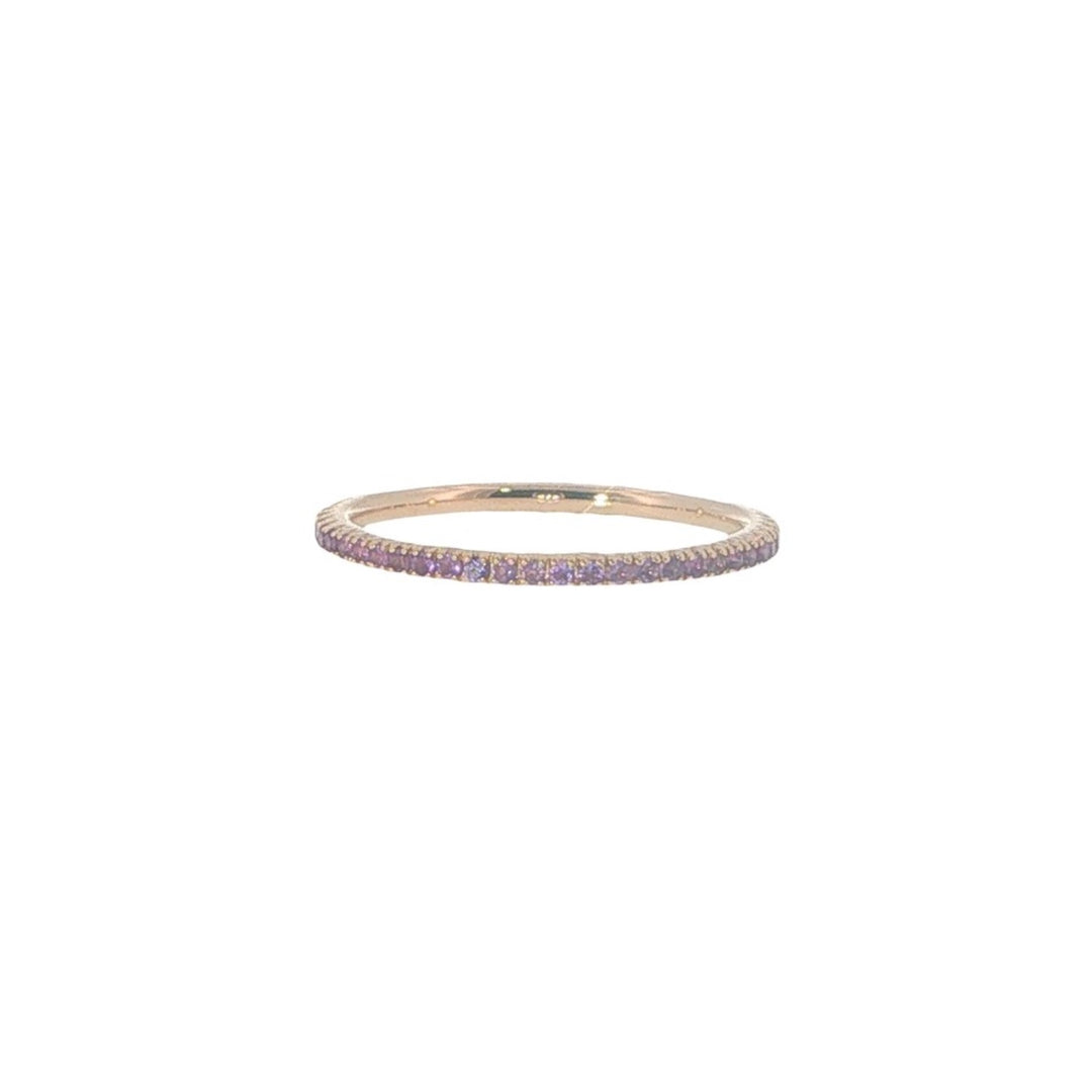 14K Rose Gold Amethyst Eternity Stacking Band - Size 6.5