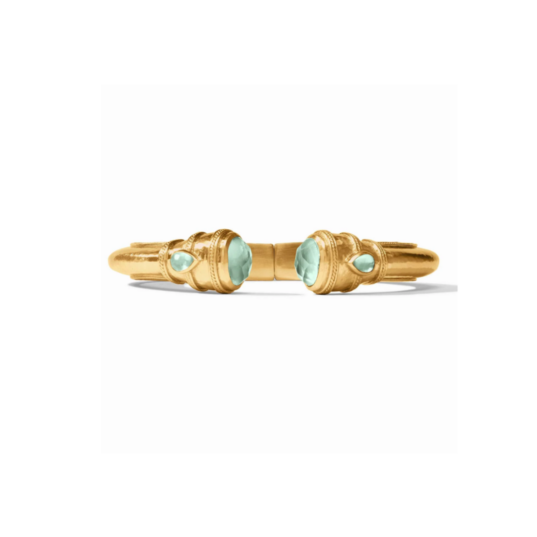 Cannes Demi Cuff With Iridescent Aquamarine Blue Stones