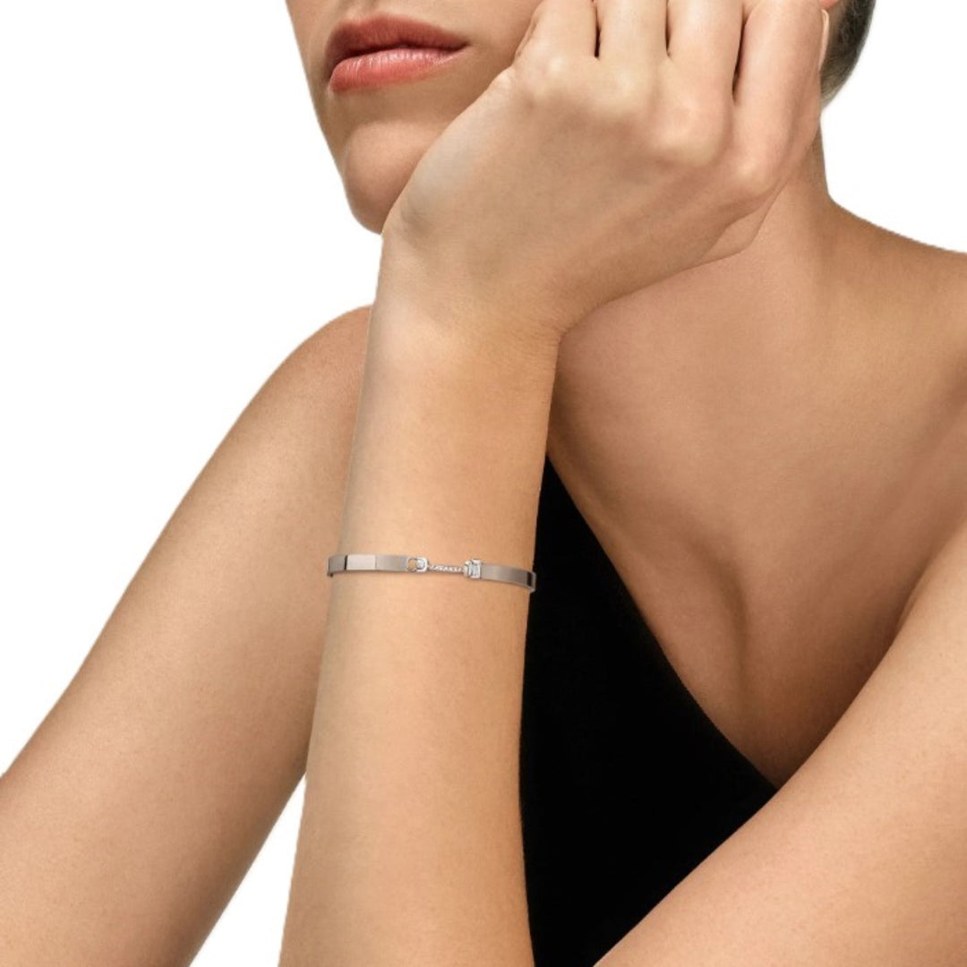 White Gold Dinner Date Mood 4mm Bangle