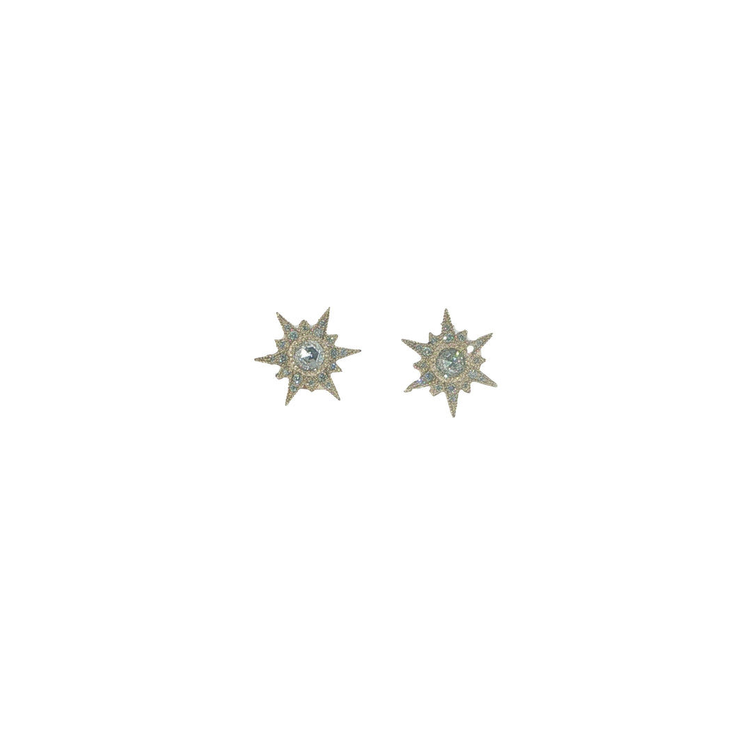 18K Yellow Gold Starburst Stud