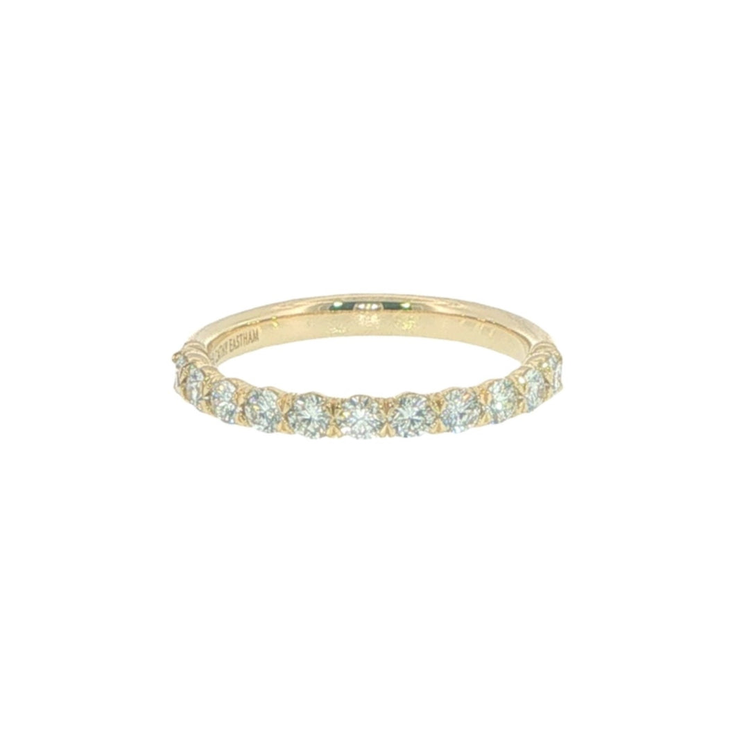 18K Yellow Gold Silk Prong Half Eternity Band - Size 6