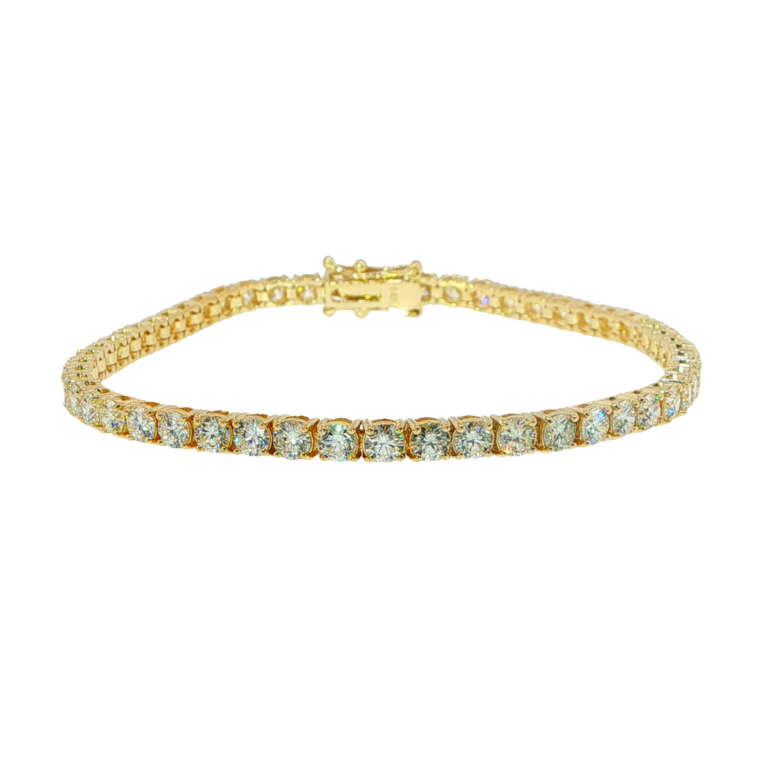 14K Yellow Gold Diamond Tennis Bracelet Weighing 5.69cts - 7"