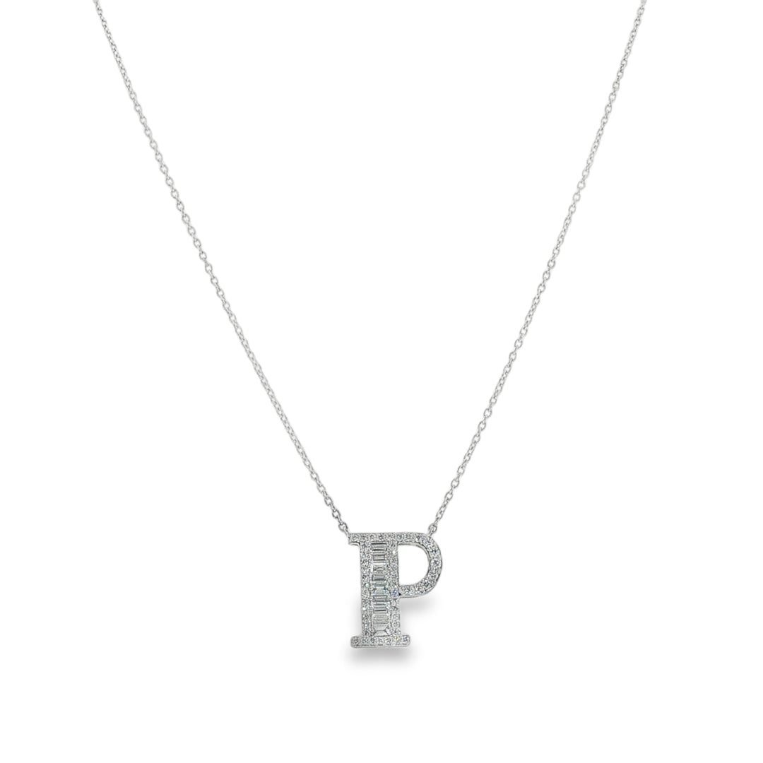 18K White Gold Petra "P" Pendant Necklace