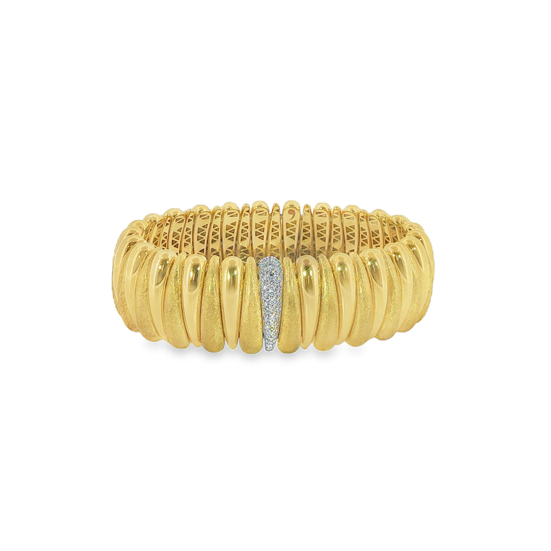 18K Yellow Gold Stretch Bracelet With Diamond Station