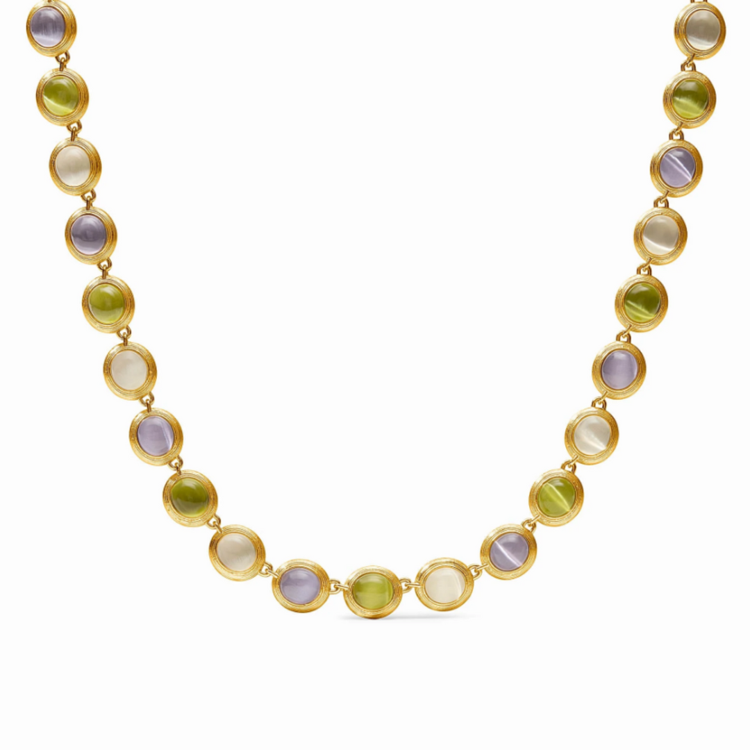 Cobblestone Tennis Necklace With Multi Stone Cat's Eye - 18"