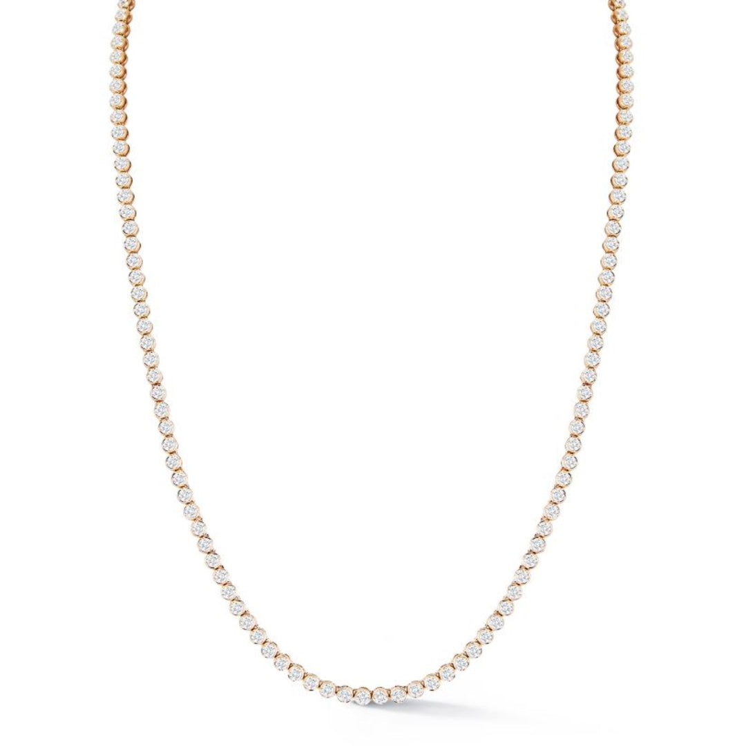 14K Yellow Gold Single Row Bezel Set Diamond Tennis Necklace