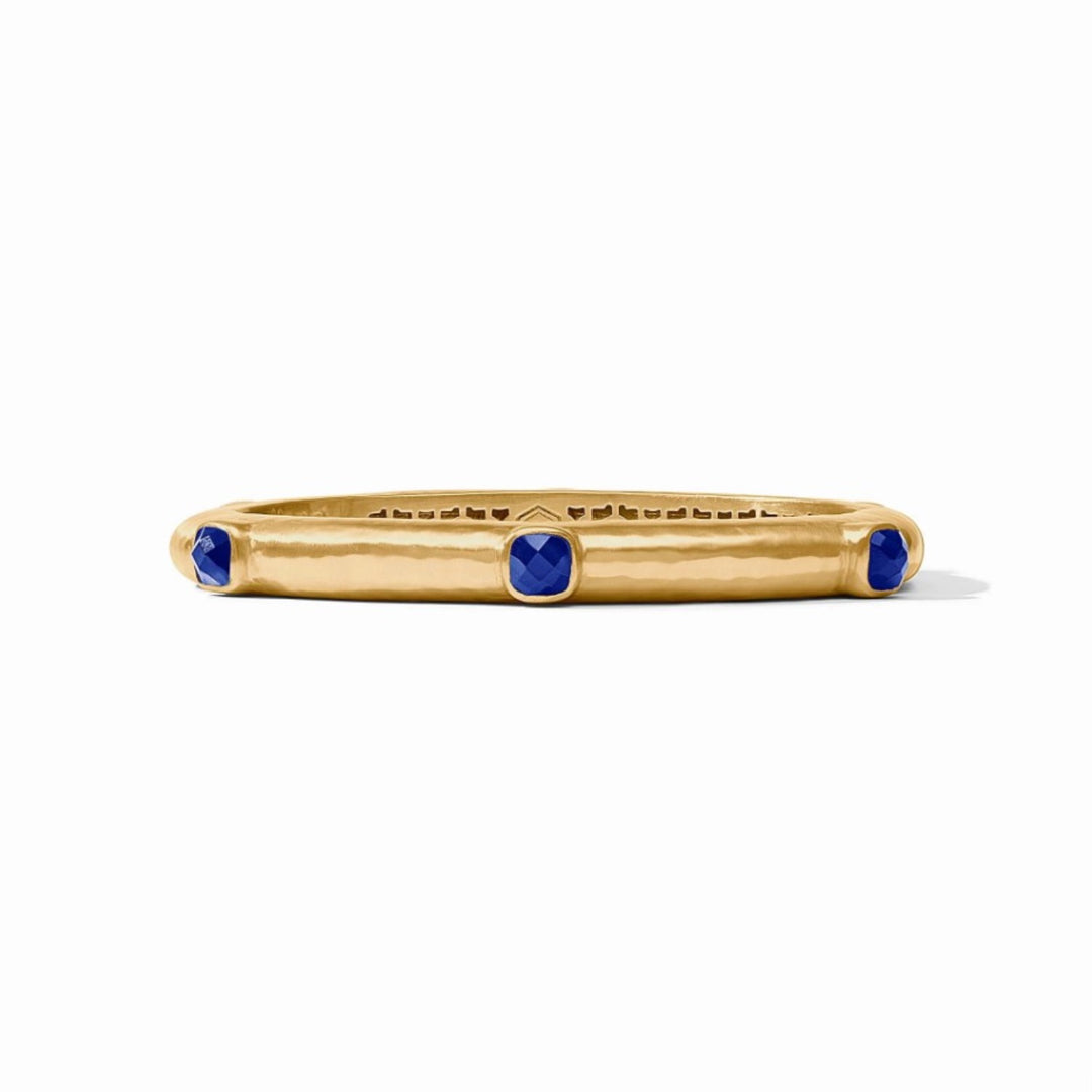 Catalina Hinge Bangle With Iridescent Sapphire Blue Gemstones