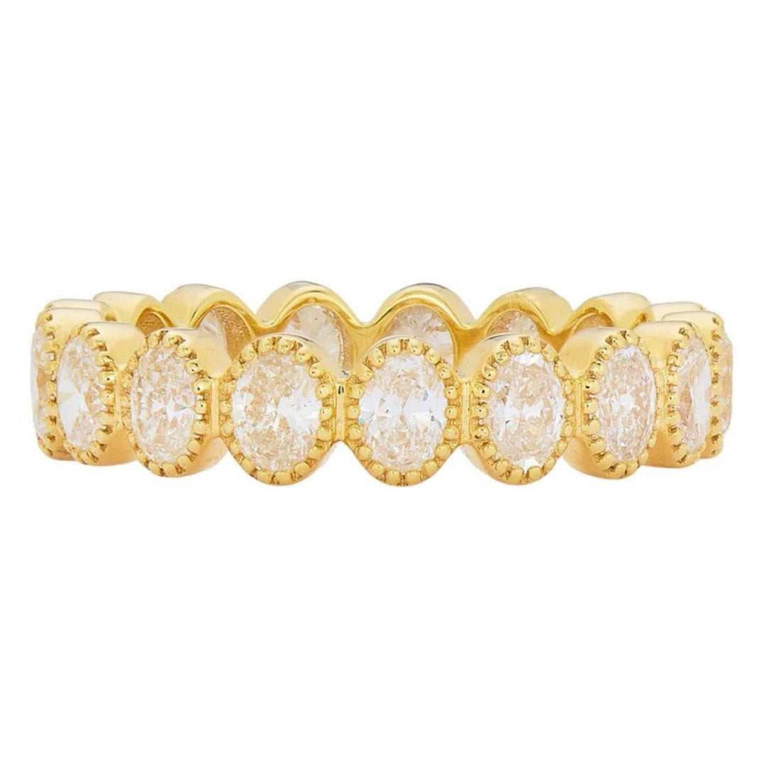 18K Yellow Gold Lucia Oval Diamond Wedding Band - Size 6.5