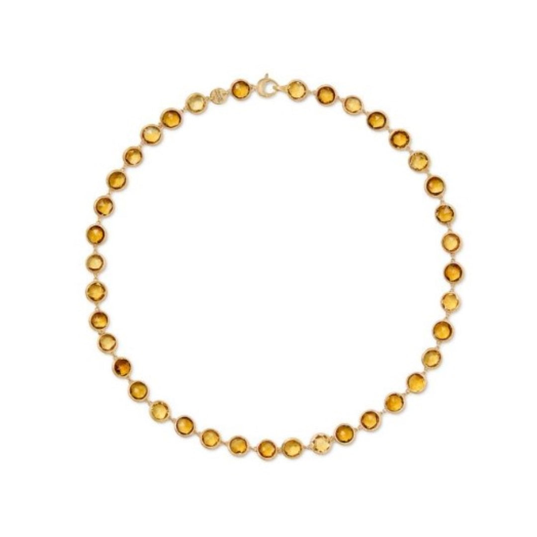 Jaipur Collection Necklace With Bezel Set Yellow Quartz - 16.5"