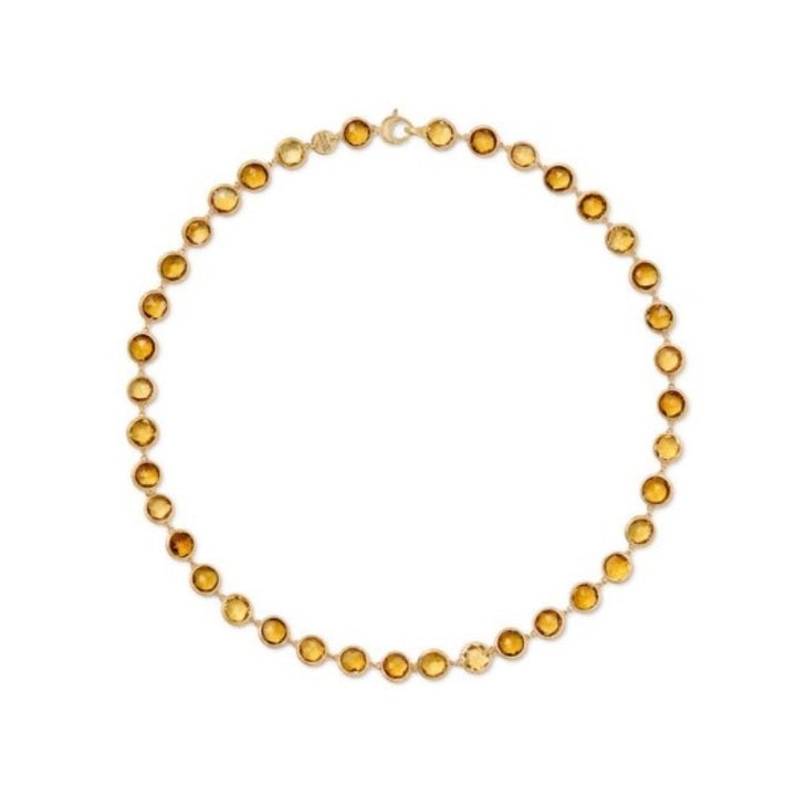 Jaipur Collection Necklace With Bezel Set Yellow Quartz - 16.5"