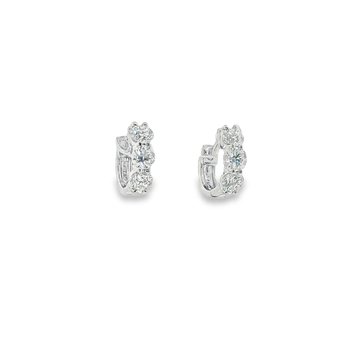 14K White Gold Diamond Huggies Weighing 1.81cts