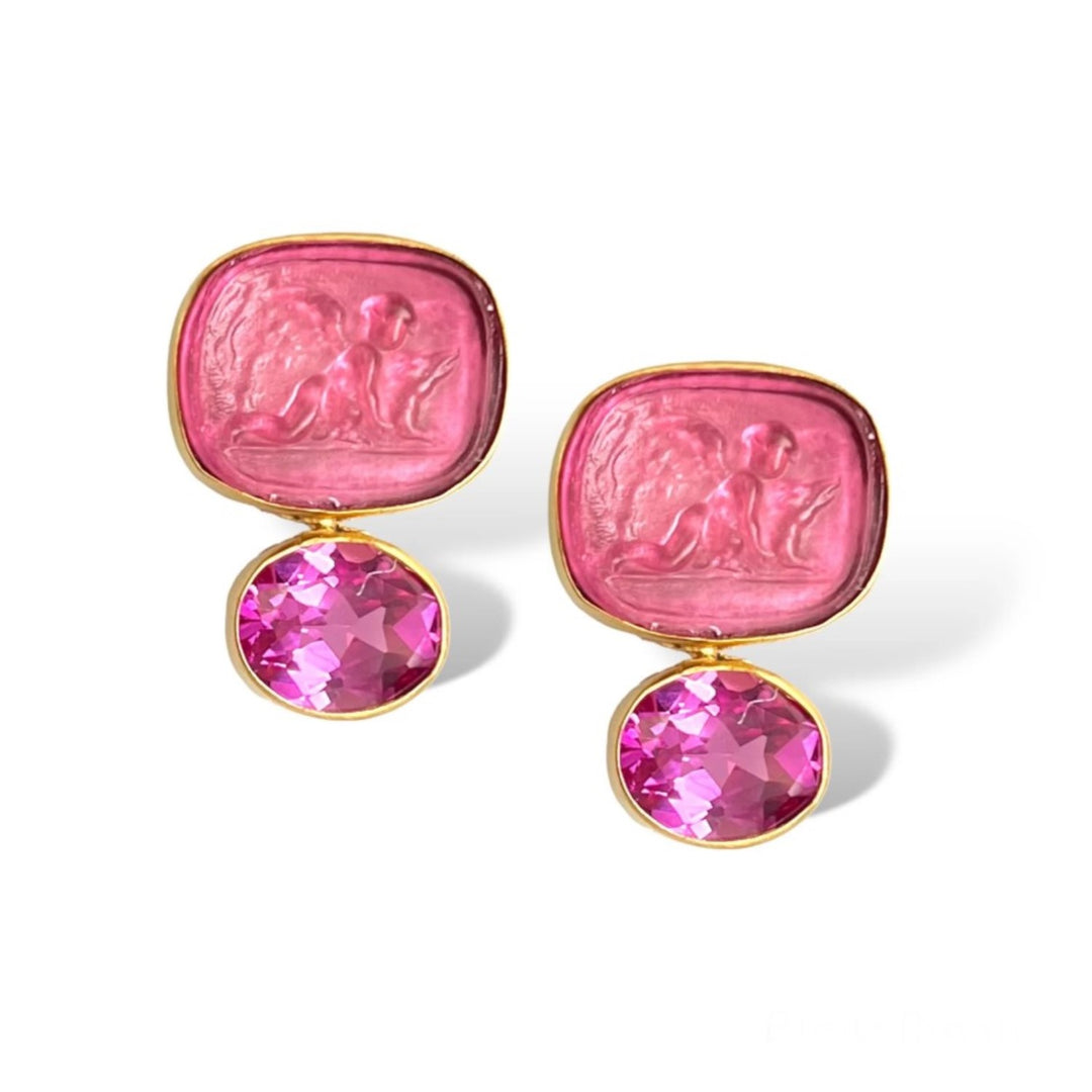 Guardian Angel Pink Sapphire Earrings