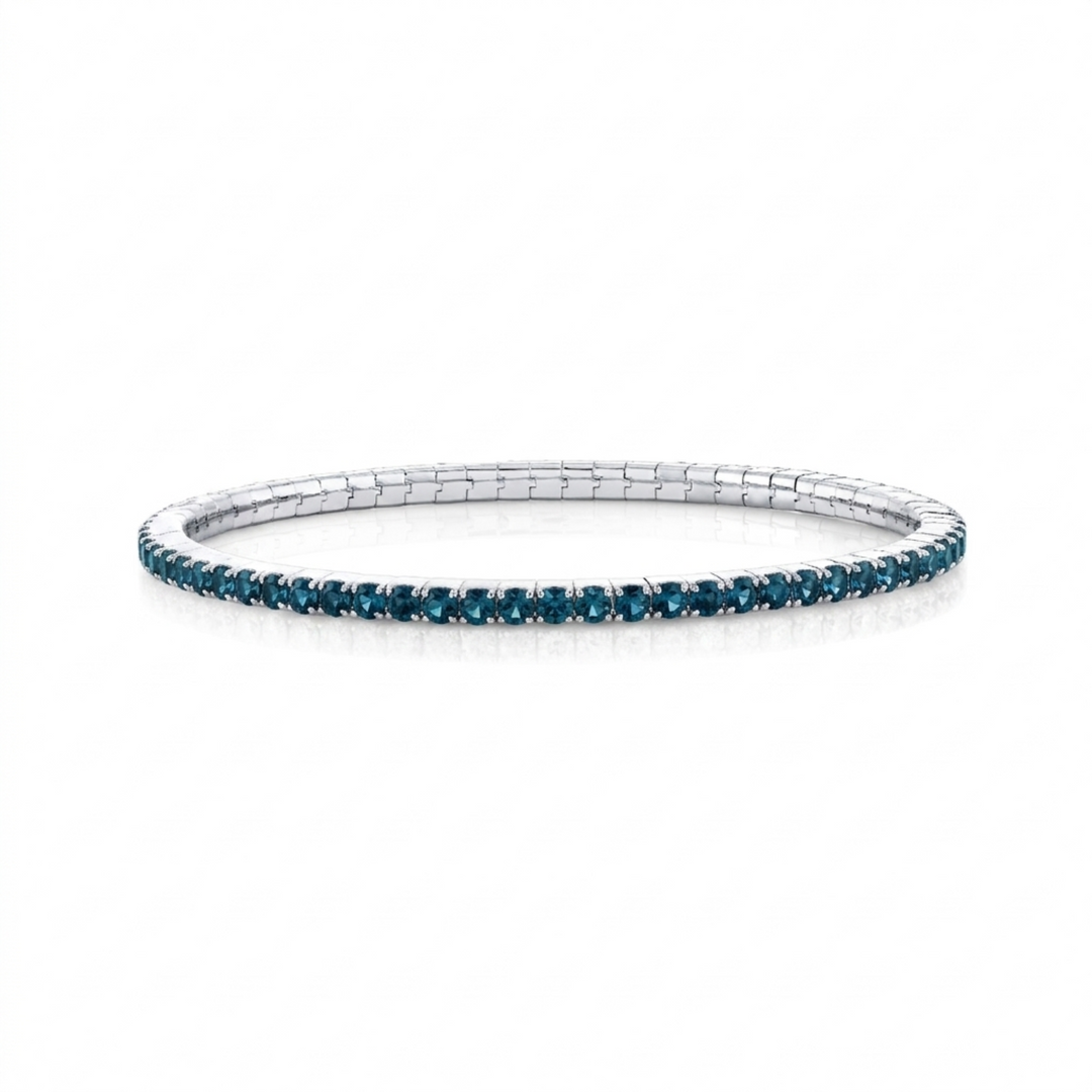 Sterling Silver Stretch Bracelet With London Blue Topaz - 6.5"
