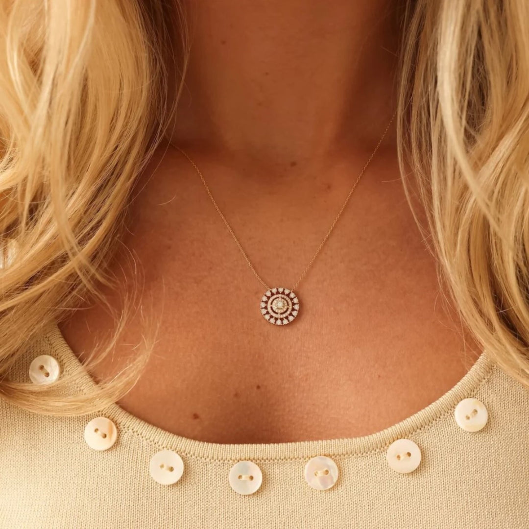 Ava Bea Diamond Medallion Necklace - 16"