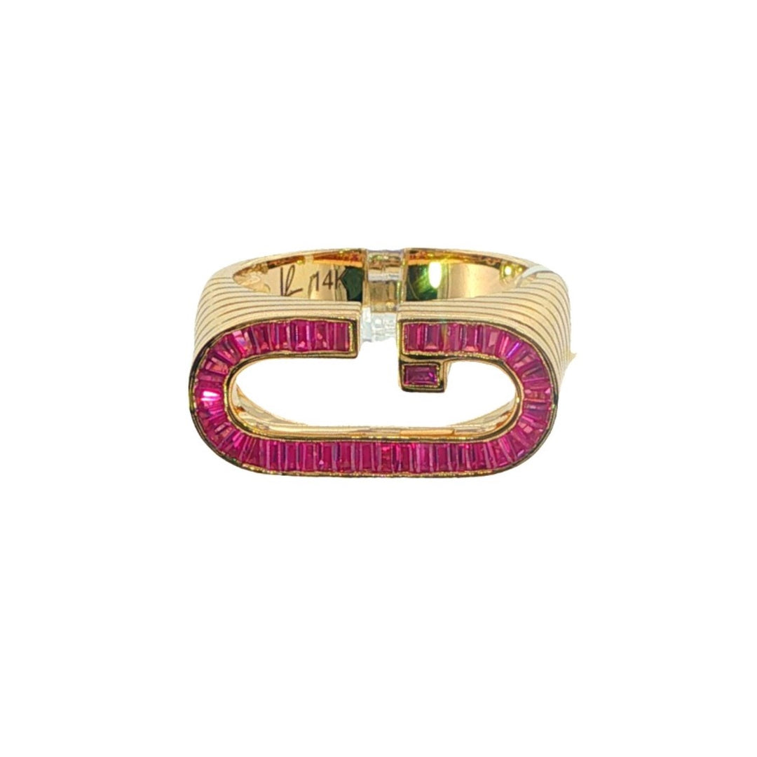 Grandsize Pink Sapphire Encrusted Initial "G" Ring