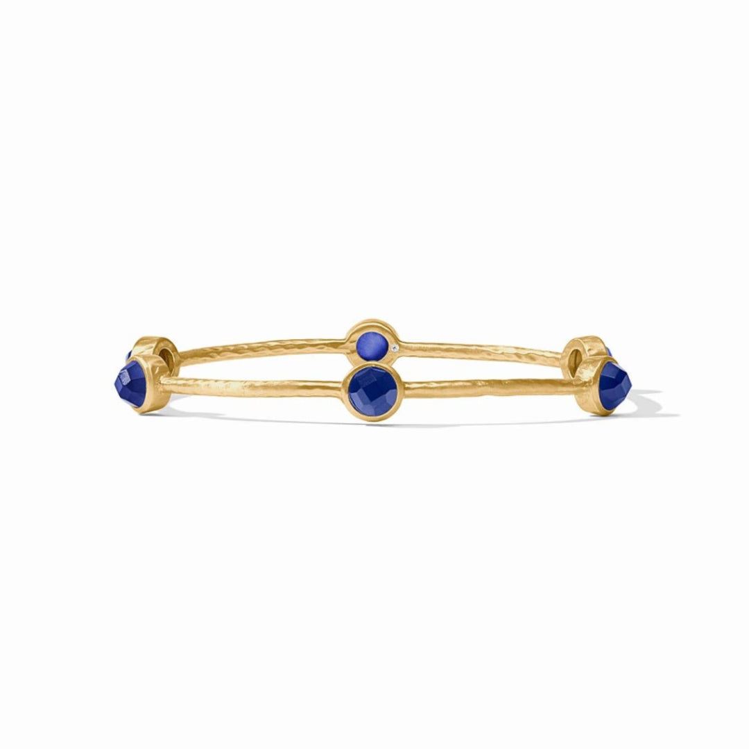 Milagro Luxe Bangle With 6 Iridescent Sapphire Blue Gemstones