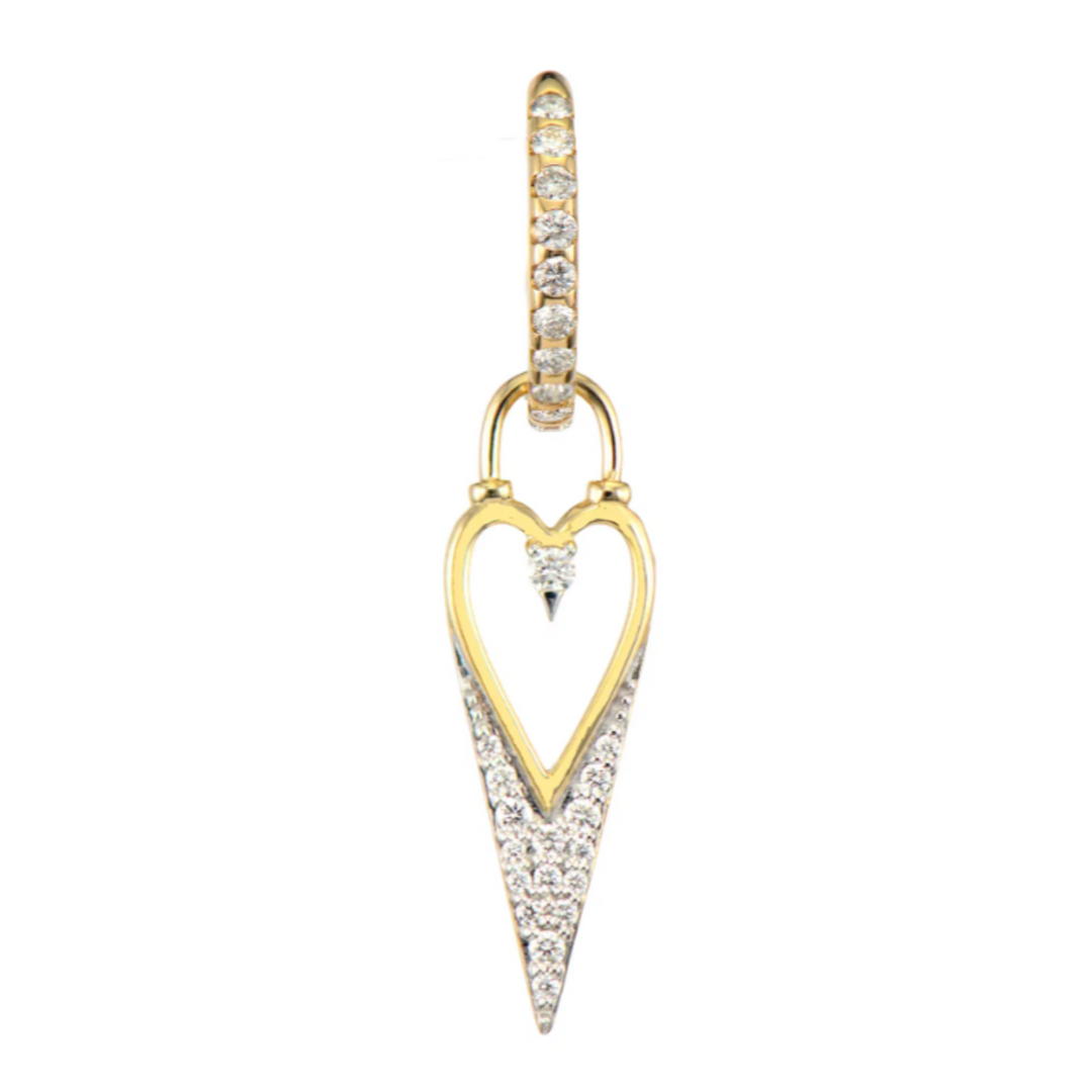 Single Open Heart Pave Diamond Charm