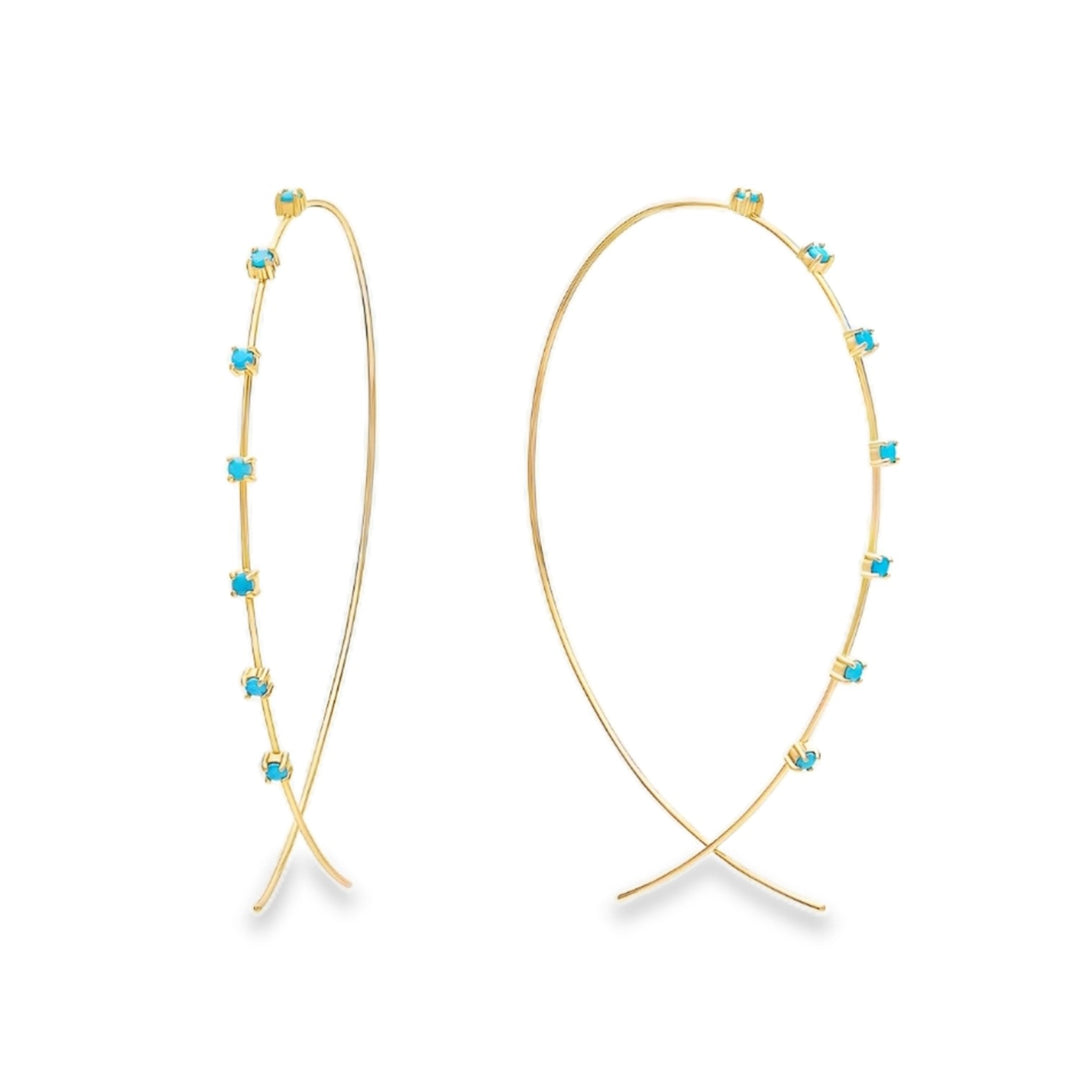 Large Multi Solo Turquoise Upside Down Hoops