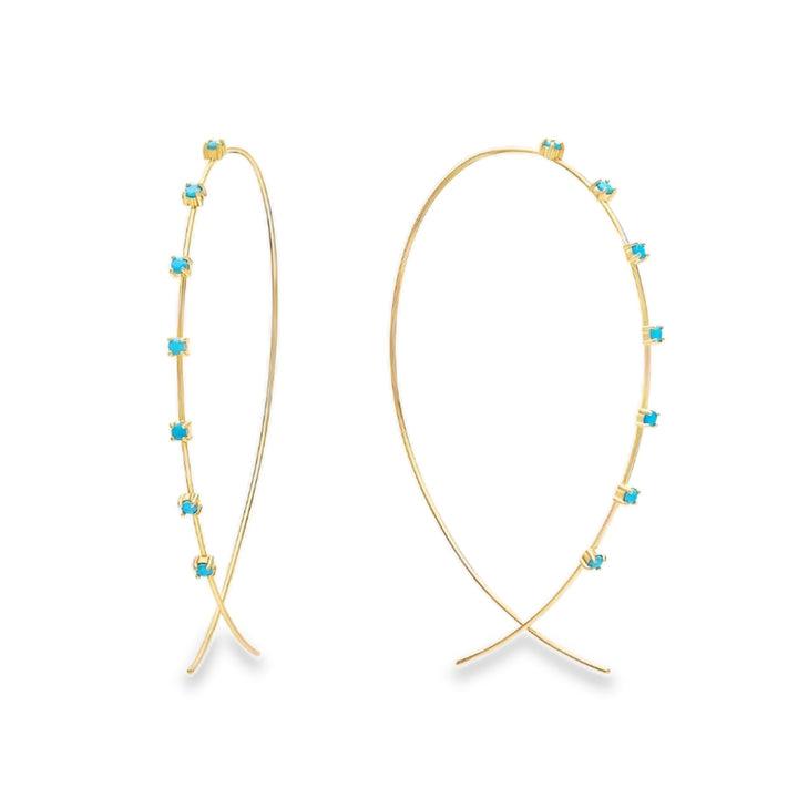 Large Multi Solo Turquoise Upside Down Hoops