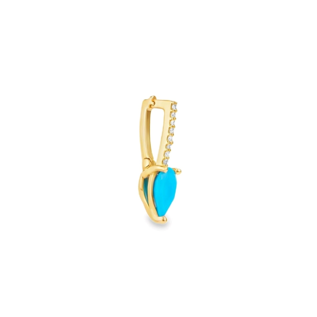Pear Shaped Turquoise Pendant With Diamond Accents