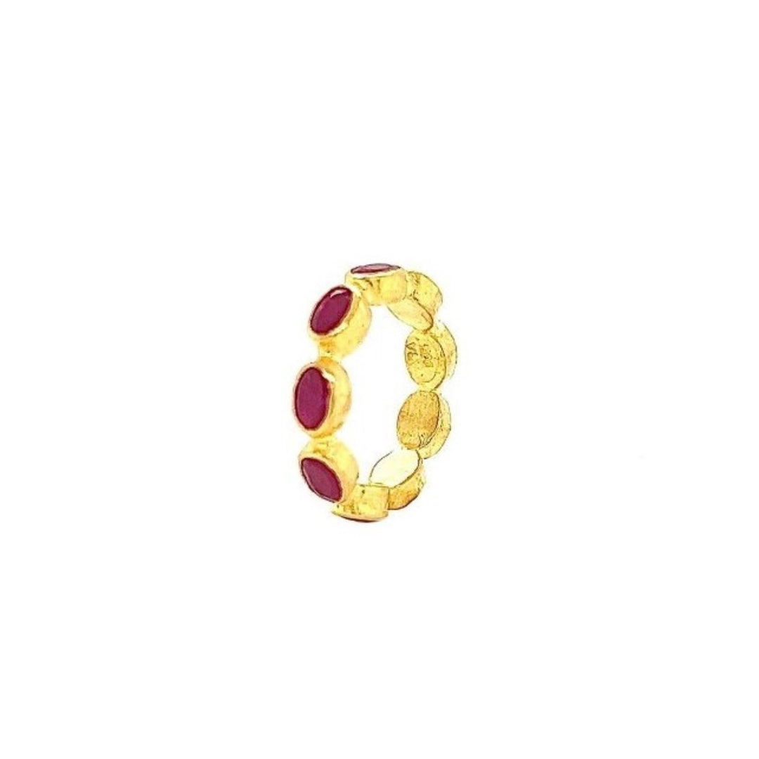 24K Gold Stack Band With Rubies