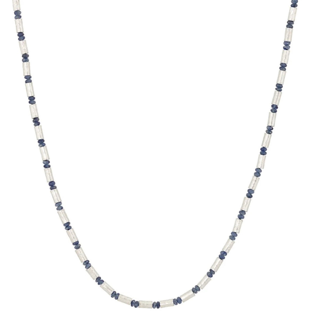 Vertigo Couture Silver Sapphire Single Strand Beaded Necklace - 17"