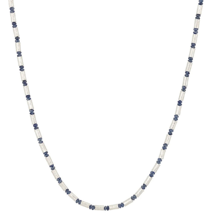 Vertigo Couture Silver Sapphire Single Strand Beaded Necklace - 17"