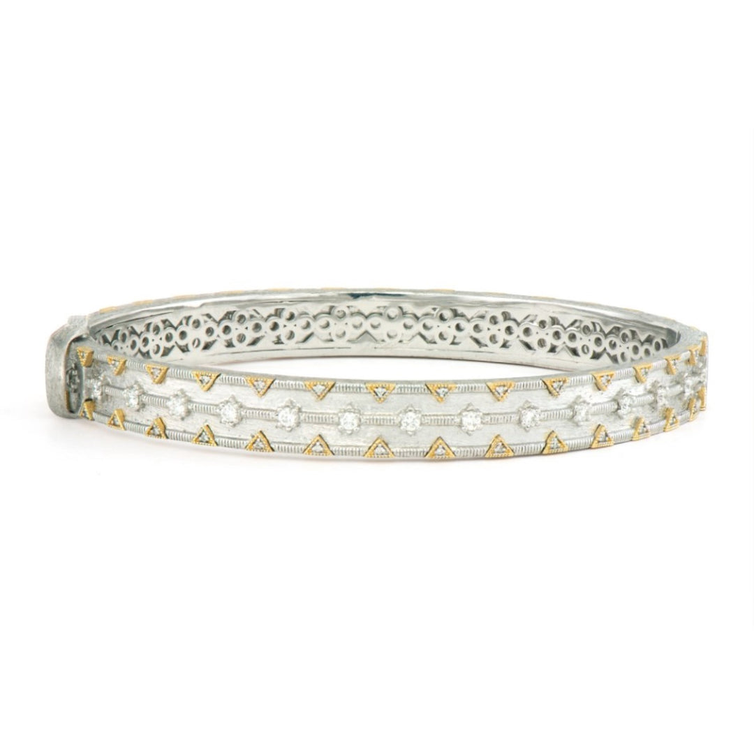 18K Mixed Metal Lisse Borderland Triangle Bangle