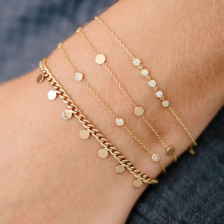 14K Gold Diamond by the Yard Station Bracelet