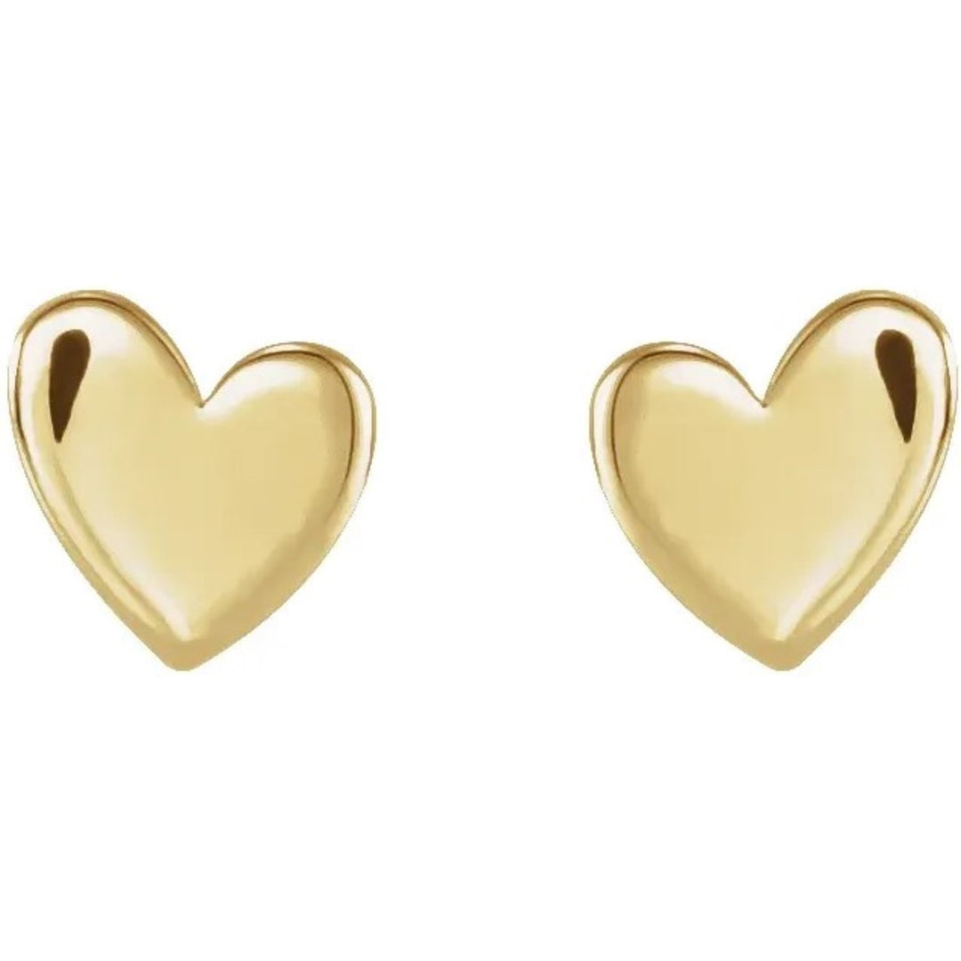 14K Yellow Gold 4mm Asymmetrical Heart Earrings