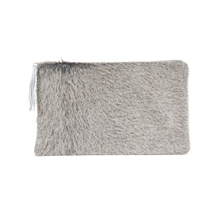 Grey Cowhide Clutch