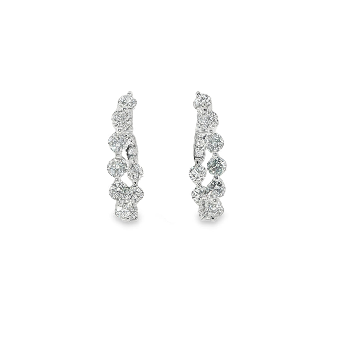 18K White Gold Inside Out Hoops With Round Diamonds Weighing 3.97cts