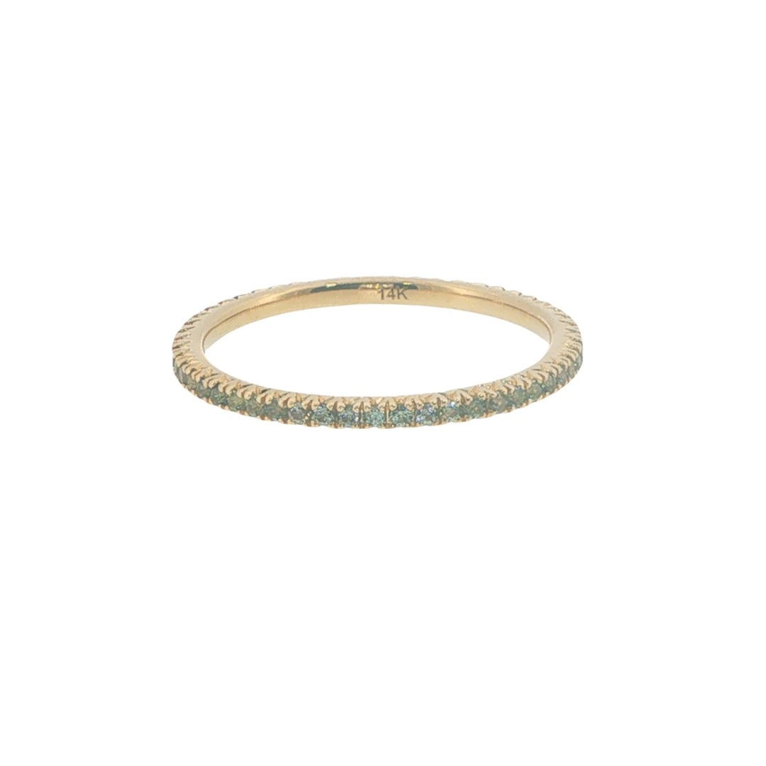 14K Yellow Gold Green Sapphire Eternity Stacking Band - Size 6.5