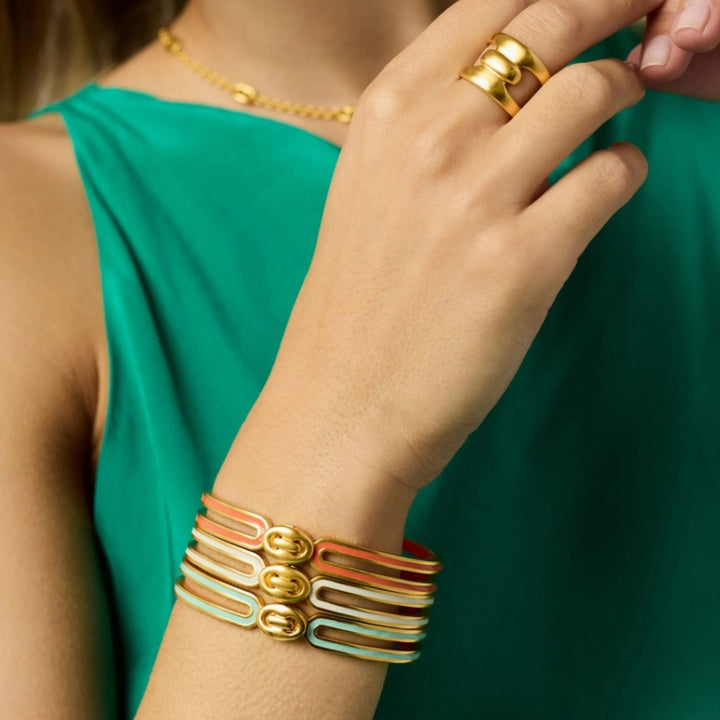 Melon Laguna Enamel Hinge Bangle