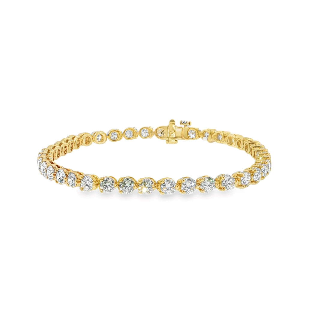 18K Yellow Gold Diamond Tennis Bracelet Weighing 7.40cts