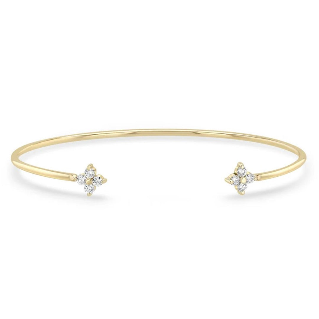 14K Yellow Gold Quad Diamond Cuff Bracelet