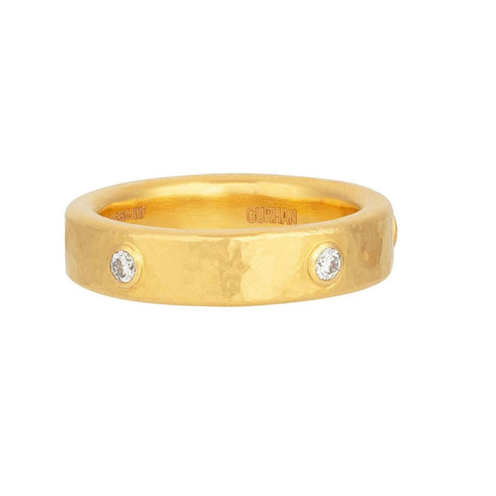5mm Wide Gold Ring With 5 Diamonds