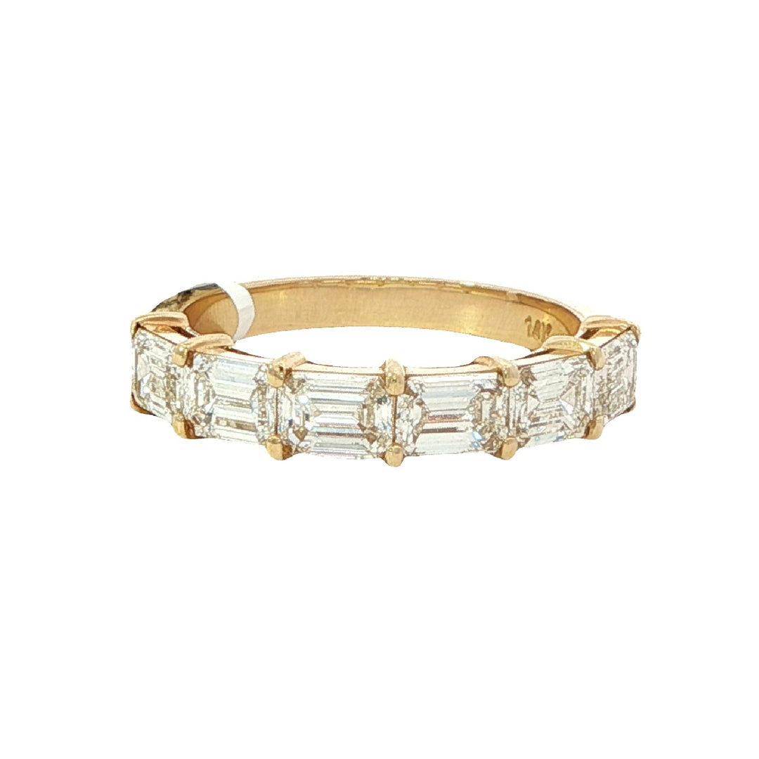 Yellow Gold Emerald Cut Diamond Band Set East to West Weighing 2.26cts - Size 8