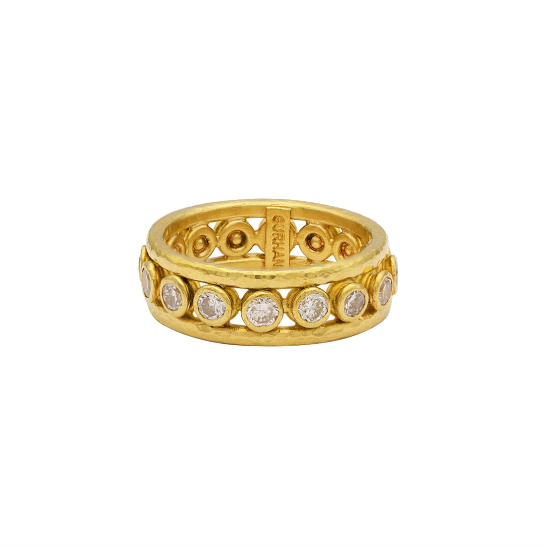 24K Gold Diamond Outer Bands Ring
